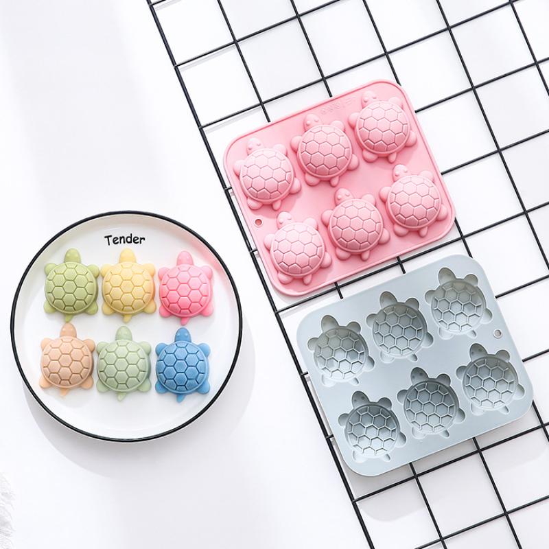 6 Форм из силикона в виде черепашек подряд, мультяшная черепаха, форма для шоколада, форма для конфет, пудинга, лоток для кубиков льда, форма для мыла ручной работы, форма для торта