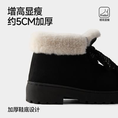 Высокие зимние ботинки, новые зимние ботинки на толстой подошве, утепленные, теплые, на шнуровке, из шерсти и хлопка, обувь, удобные хлопковые туфли для женщин