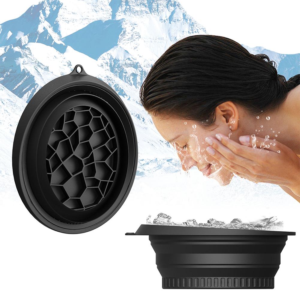 Silicone Ice Facial Folding Washbasin with Ice Tray Collapsible Ice Water Face Cold Plunge Face Ice Bath Water Chiller