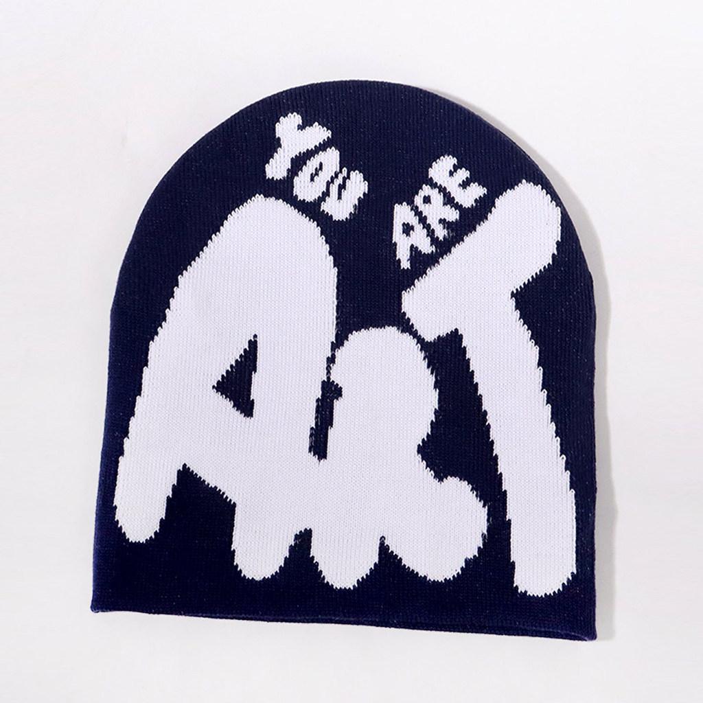 Knit Minimalist Hat With Alphabet Design For Men Women Winter Fashion Accessory