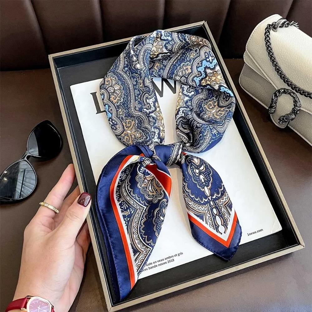Модный бренд класса люкс 70 см шелковый квадратный шарф женский шейный платок женский бандана для волос платок шаль хиджаб эшарп