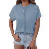 Women's Fashion Solid Color Round Neck Short Sleeved Pullover Casual T-shirt Top