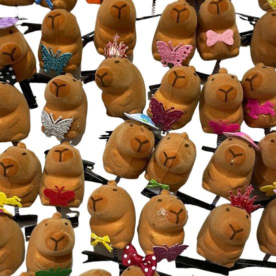 5 шт. детские заколки для волос в форме капибары, пружинный дизайн, пластиковые заколки для волос, набор, простые в использовании, животные