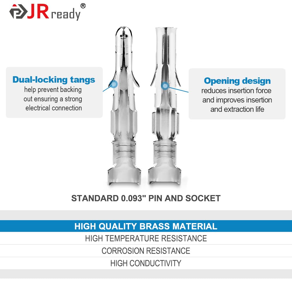 JRready ST6416 Standard.093 Pin And Socket Connectors 3 Circuits (6 Matched Sets), 14-20 AWG, Compatible With Molex Standard.093 3 Pin Male& Female