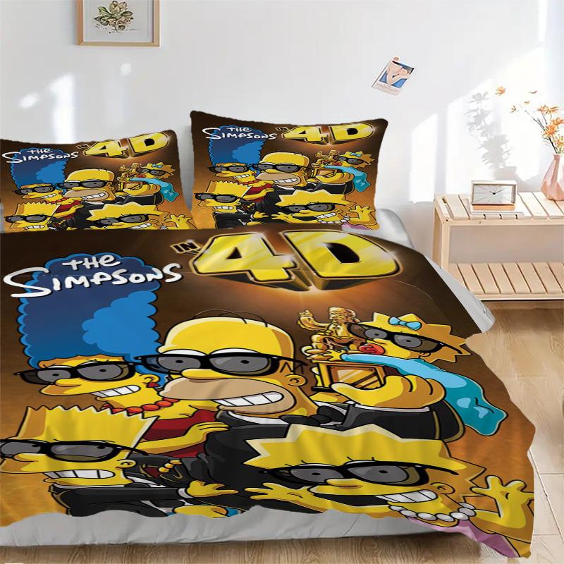 Simpsons 4D Experience Print 3Pcs Bedding Setduvet Cover With 2 Bedropillowcase Home Birthday Gift