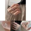 Elegant Geometric Heart Pearl Ring For Women Stylish Adjustable Open Finger Design