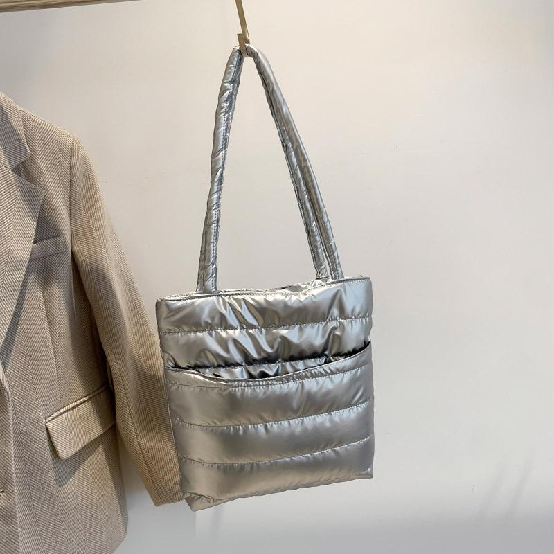 2024 Winter Space Cotton Bag Large Capacity Shoulder Oblique Span Bag Cotton Lint Bag Korean Version Trend European and American Style