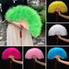 Vintage Feather Folding Fan Wedding Party Bride Hand Held Fan Portable Summer