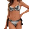 2025 Rose Lace-Up Color Block Bikini - Sexy Split Swimwear for Women