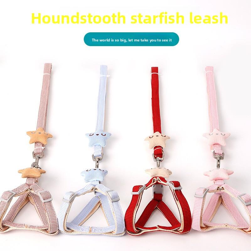 Новый поводок для собаки с узором «Тысяча птиц», поводок для собаки в стиле «грудь-спина» с улыбающей морской звездой
