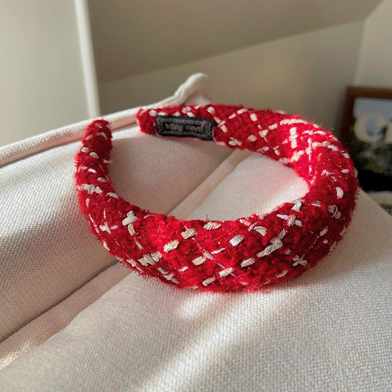 Милая Рождественская Женщина Красная Шерстяная Вязка Толстые Поролоновые Повязки на Голову для Леди Девушек Повседневная Вечеринка Праздничная Повязка на Голову