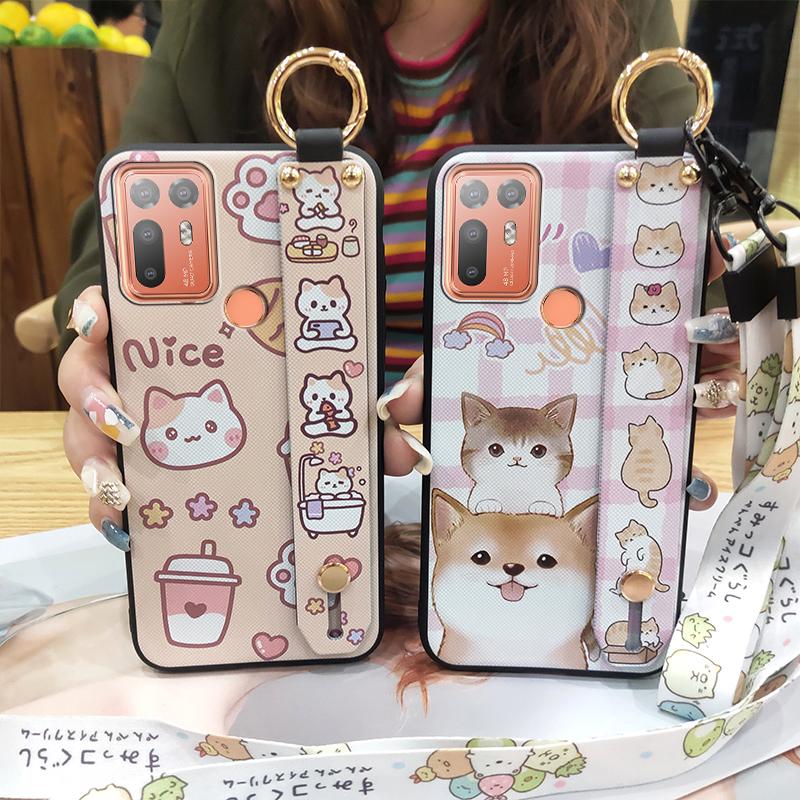 Силиконовый пылезащитный чехол для телефона HTC Desire 20 Plus/D20+ Милый защитный ремешок на запястье Кольцо Задняя крышка Противоударный шнурок