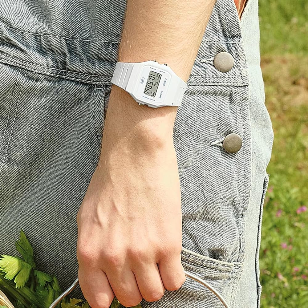 Casio F-91WB-7A Унисекс Цифровые Часы Ремешок из Биопластика Белый Простая Упаковка