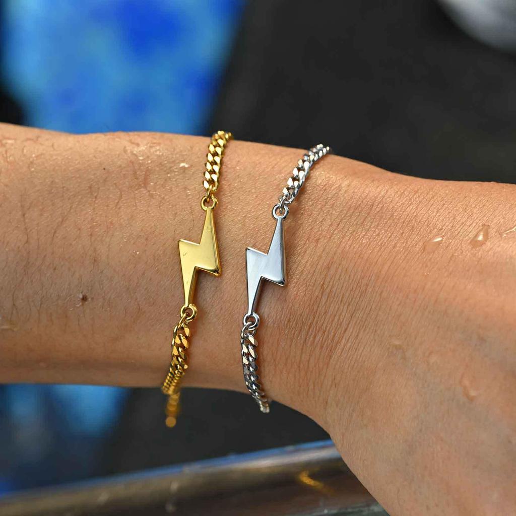 Минималистичный парный браслет из нержавеющей стали в форме молнии BR-2620