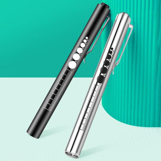 Handy Pen Light USB Rechargeable Mini Clip Pocket-sized First Aid Work Light Inspection Stainless Steel Doctor Nurse Use Letterable LED Penlight