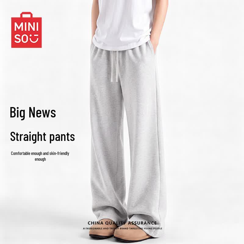 MINISO Мужские однотонные свободные повседневные спортивные брюки прямого кроя
