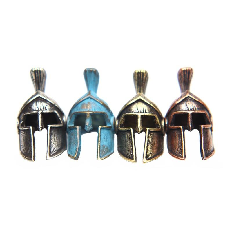 Roman Knight Warrior Helmet Knife Beads Lanyard Pendants Retro Brass Charms DIY Paracord Woven Bracelets Accessories EDC Outdoor