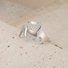 Lemegeton Men's Cute Sausage Dog Open Ring Women's Adjustable Stainless Steel Pet Dog Ring Fashion Jewelry Animal Lover Gift