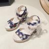 Fashion 2025 Casual Comfortable Sandals Women Dressy Summer Women'S Wedge Fish Mouth Hollow Sandals Flower Bow Print Sandals for Women