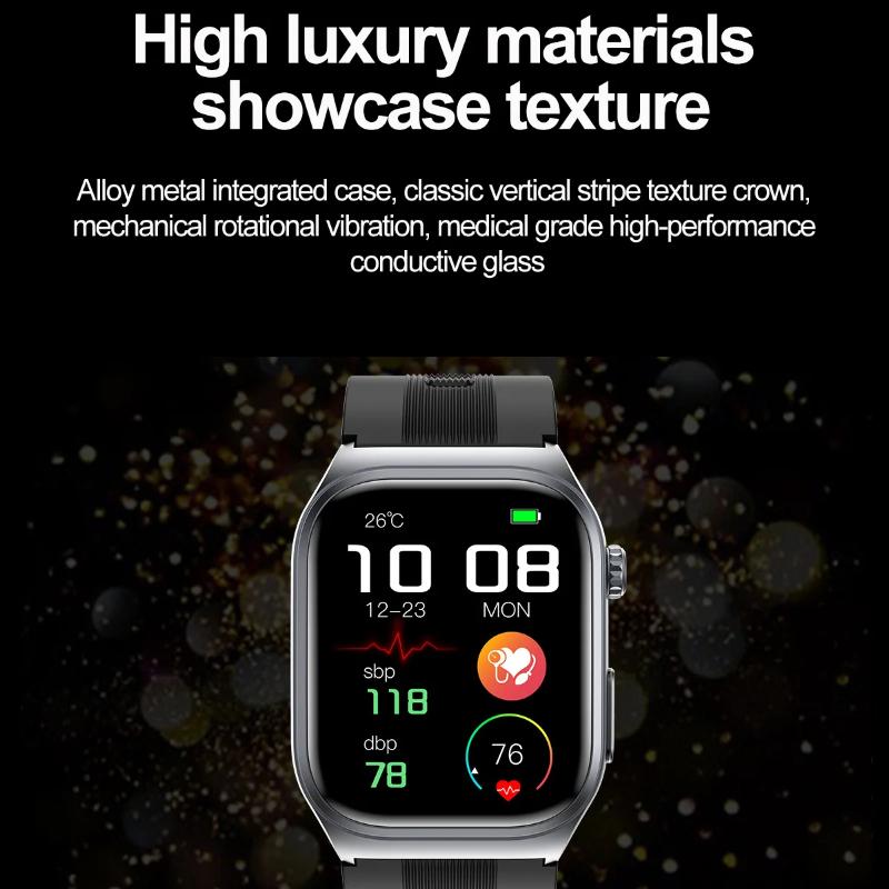 2025 Новые умные часы с подушкой безопасности Уровень ухода Звонок по Bluetooth Воздушный насос ЭКГ Точно Измерение артериального давления Мочевая кислота Липиды крови часы мужские