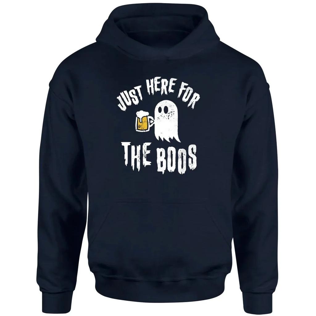 2025 Halloween Casual Versatile Men's Cotton Hoodie Street Vintage Sweater Fall/Winter Just Here for The Boos Unisex Hoodie