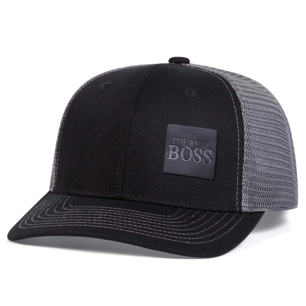 Унисекс Сетчатые Бейсболки с Кожаной Этикеткой 'THE REAL BOSS' Весна Лето На Открытом Воздухе Регулируемые Повседневные Кепки Кепка Папы Кепка от Солнца