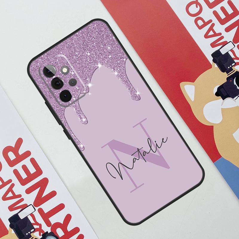 Personalised Name Slim Liquid Glitter Cover For Samsung Galaxy A34 A24 A54 A14 A52 A42 A32 A22 A12 A51 A71 A53 A33 A23 A13 Case