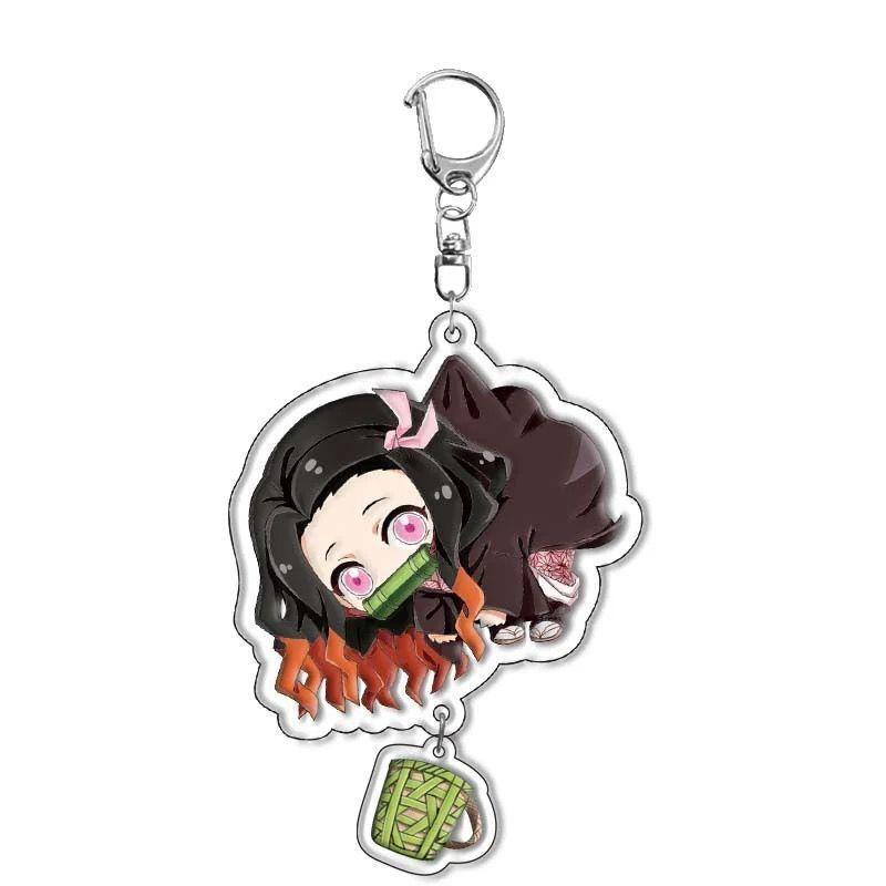 Брелок Аниме Клинок Рассекающий Демонов Kimetsu No Yaiba Фигурки из Акрила Брелок Подвеска на Сумку Ювелирные Аксессуары Подарок