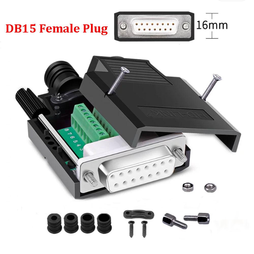 1PC DB9 DB15 9Pin 15Pin Male/Female Plug Solder-free Connector COM RS232 Serial Port D-SUB Terminal Plug Adapter