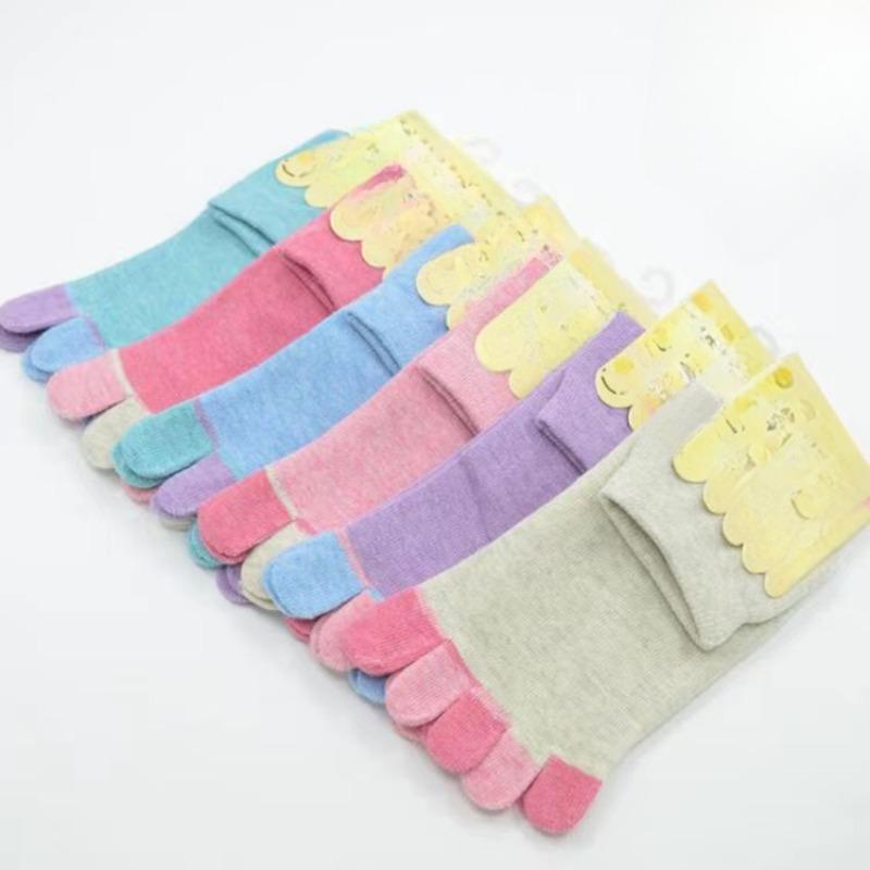 6 пар женских носков с пятью пальцами, хлопковые, дышащие, эластичные, короткие носки до щиколотки, повседневные, высококачественные носки для девочек, мягкие, забавные носки с пальцами
