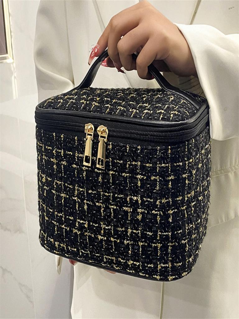 Новый корейский стиль клетчатая портативная косметичка с легким ароматом, большая вместимость, портативная сумка для хранения туалетных принадлежностей, органайзер для макияжа, дорожная, оптом