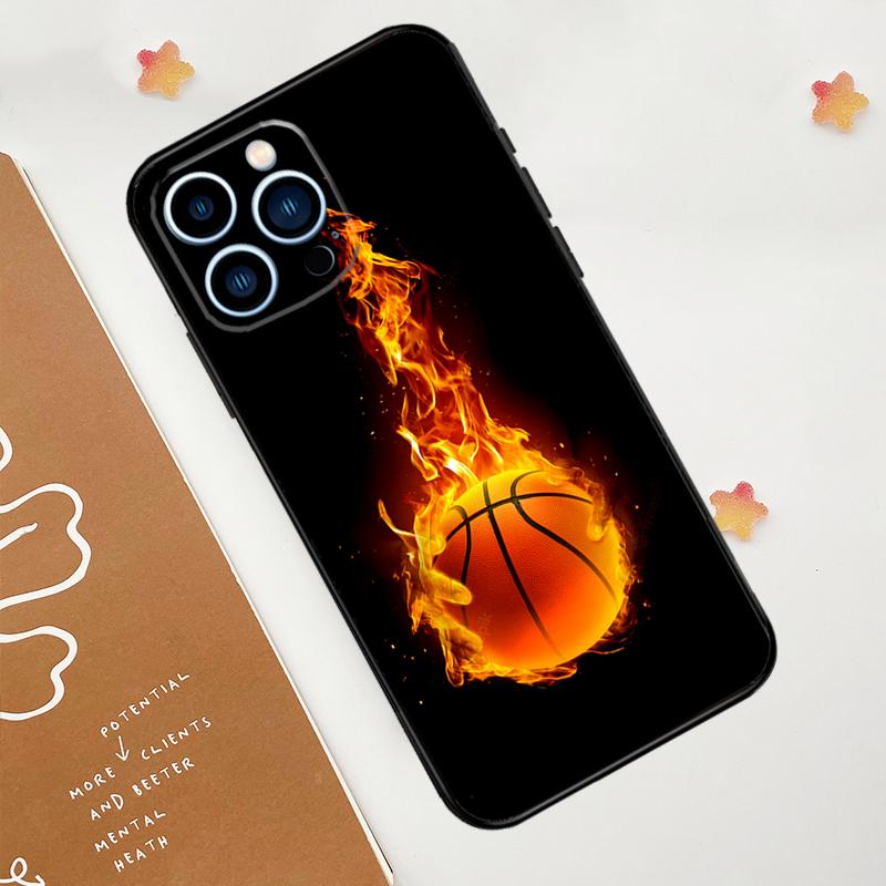 Чехол Basketball On Fire для iPhone 15 16 14 13 12 11 Pro Max Plus X XR XS Max 12 13 Mini мягкий бампер