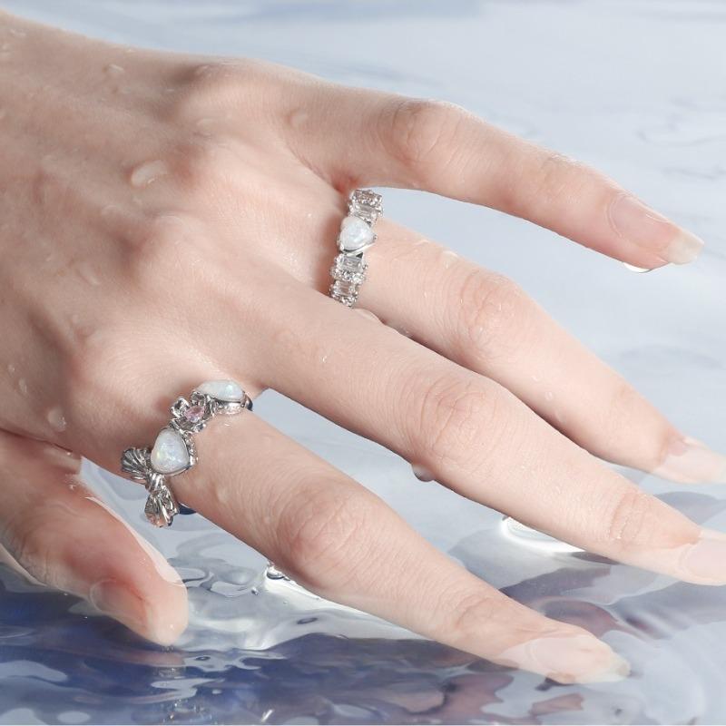 Irregular Opal Ring Trendy Elegant Simple Women Punk Lava Texture Handmade Rings Girls Party Jewelry Gifts Accessories