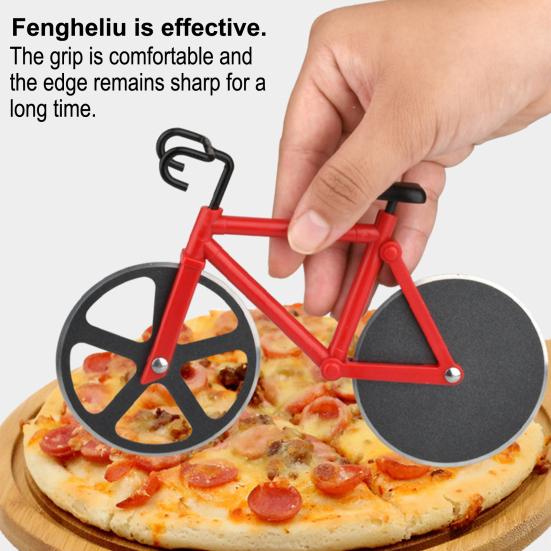 Bicycle-Shaped Pizza Cutter with Dual Wheels Stainless Steel Cake Dough Slicer