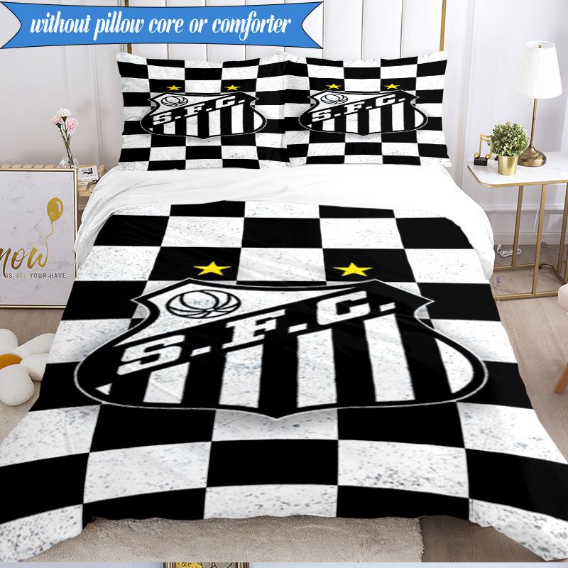3PCS Fc Crest Design Printed Soft Bedding Set,Including 1pc Duvet Cover And 2pcs Pillowcases Perfect for Bedroom, Dormitory, Fan gift