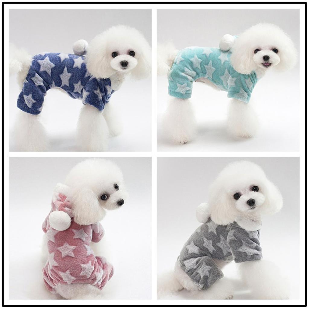 Soft Fleece Dog Pajamas Jumpsuit Winter Dog Clothes Star Pattern Warm Comfortable Jumpsuits Coat for Small Dogs Puppy Dog Cat Clothing Jumpsuits
