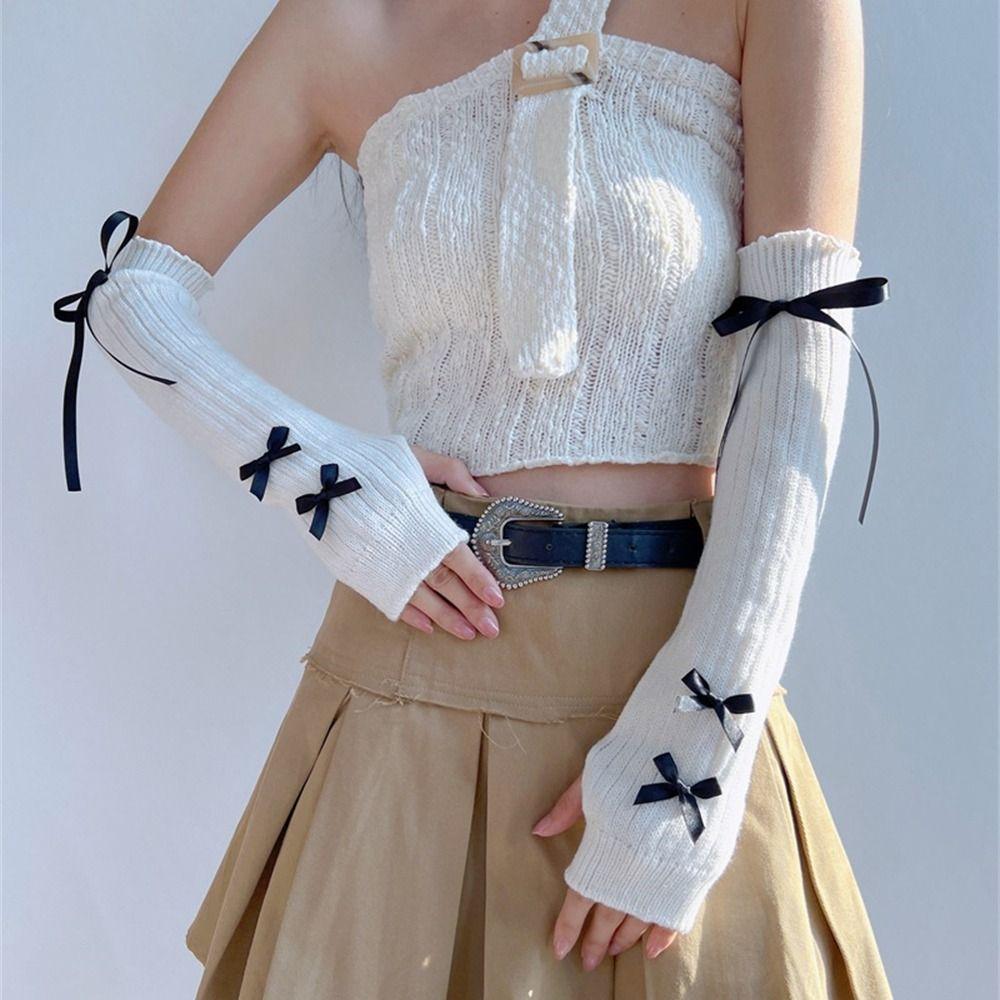 False Sleeves Arm Warmers Fingerless Elbow Mittens Cool Finger Sleeves Cover for Women Girls