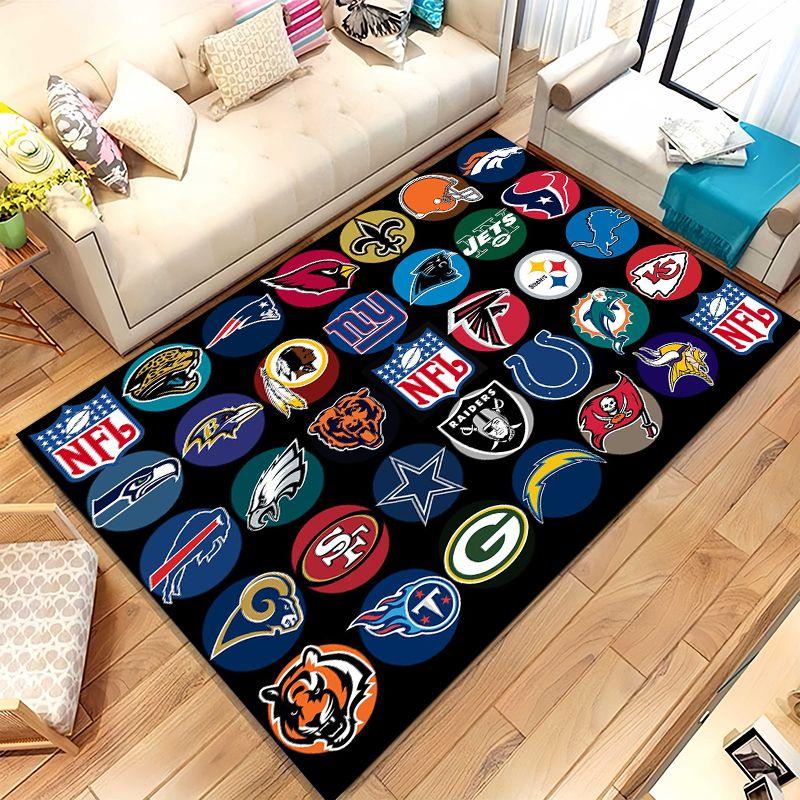 Classic American Football Rugby Team Non-Slip Large Area Rug for Living Room,Bedroom Playroom Carpet Mat for Sofa,Home Decor