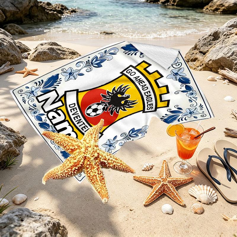 Custom Name Personalized Go Ahead Eagles Print Beach Towel, for Trip Camping Beach Party Home Decor, Birthday Gift for Family & Friends