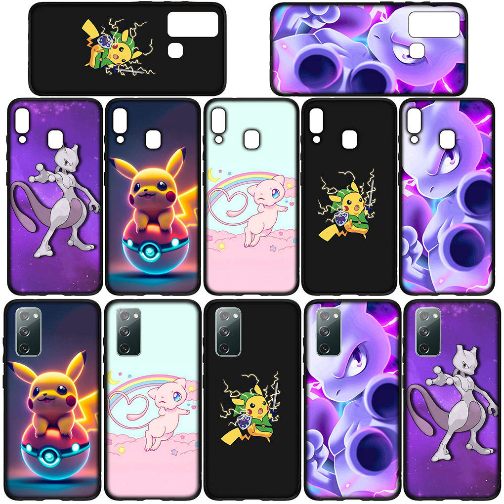 Чехол для iPhone 16 15 Xiaomi Redmi Note 14 13 12 11 Pro Max X 8 16e Samsung Galaxy S25 S24 S23 Moto OPPO Huawei Mew Mewtwo Pokemon Pikachu Чехол для телефона