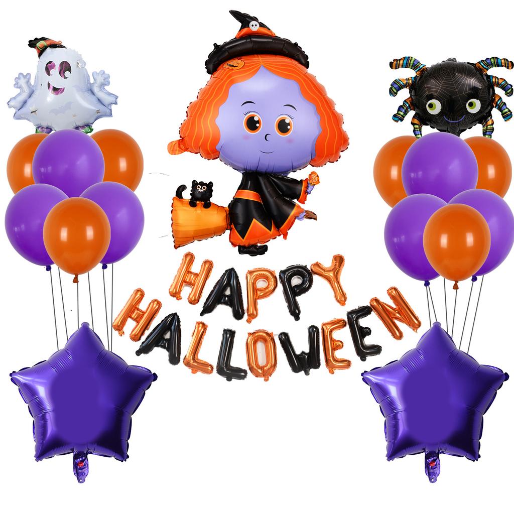 Набор моделирующих воздушных шаров из алюминиевой пленки на Хэллоуин, летучая мышь, паук, тыква, призрак, украшение для вечеринки