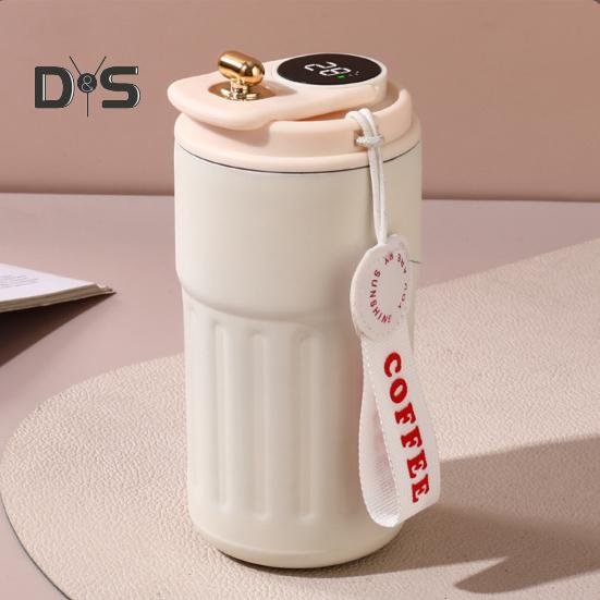 Термокружка для кофе с дисплеем температуры, 450 мл, герметичная крышка, нержавеющая сталь, многоразовая кофейная чашка, горячая и холодная, вакуумная кружка для любителей кофе