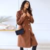 Women Winter Overcoat Turn-down Collar Pockets Pure Color Double-breasted Cardigan Loose Fit Coat
