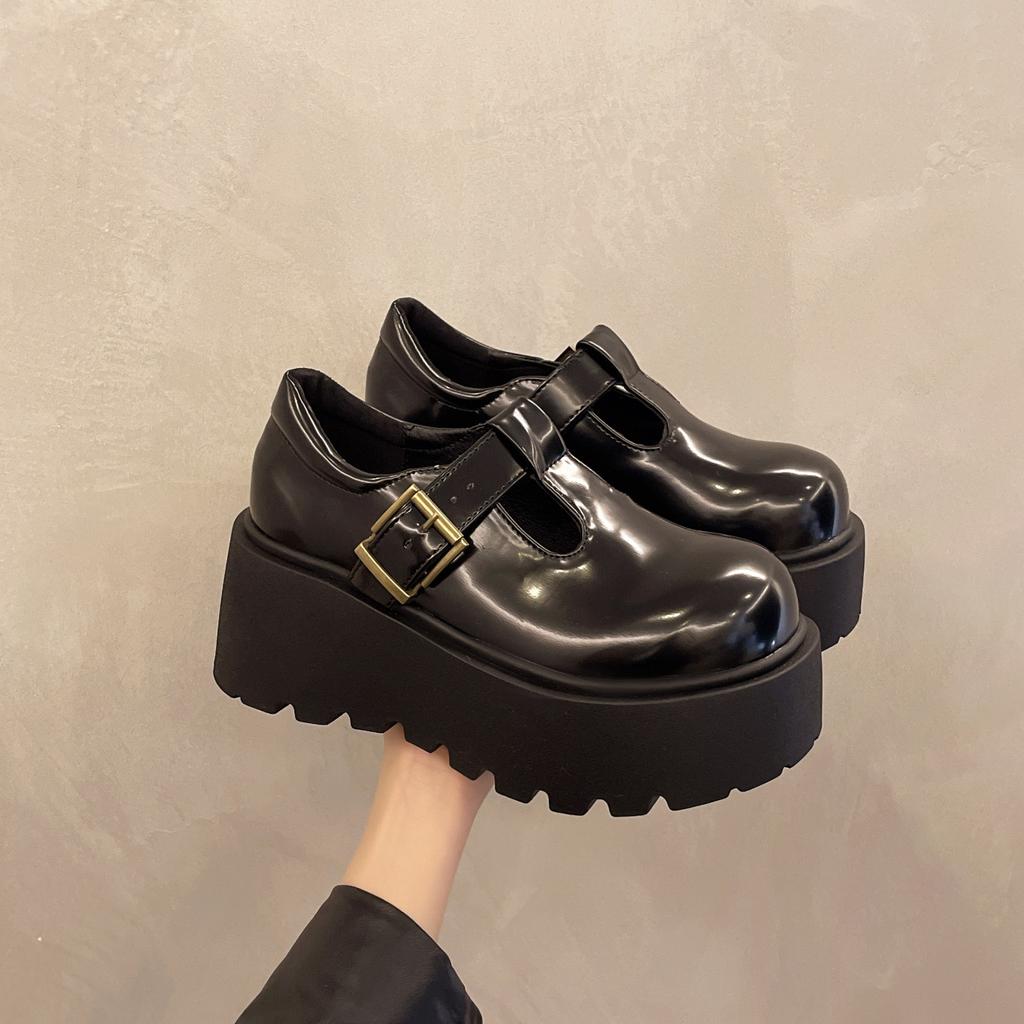 Мода 2025 Новая лакированная кожа Весенние мотоциклетные ботинки челси Туфли до колена Мода Панк Ботильоны Платформа Мода Женская Осенняя обувь