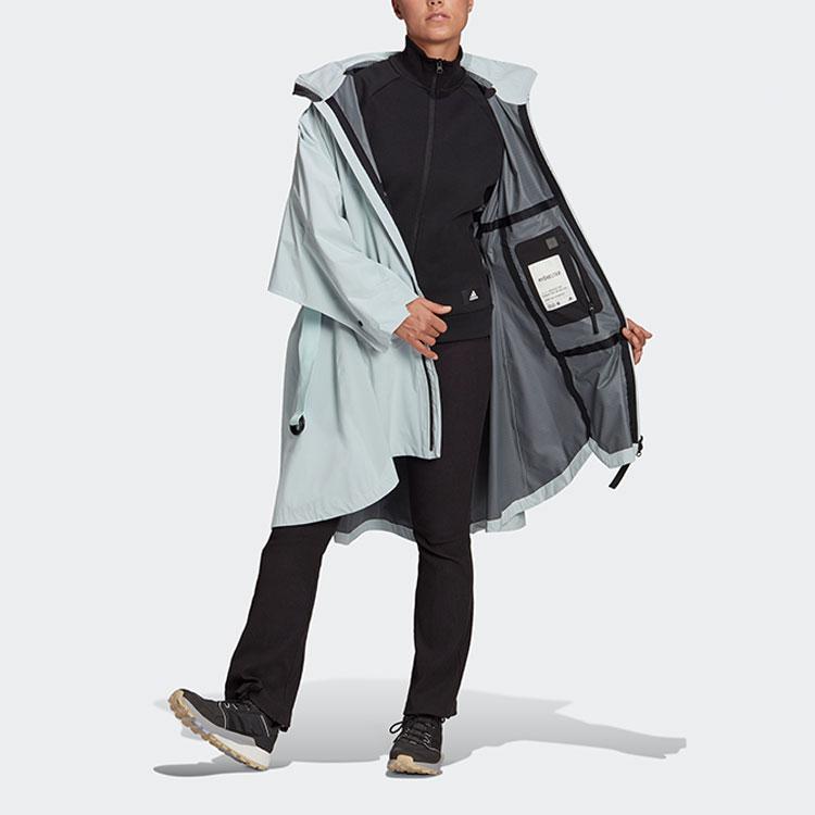 Adidas Длинная куртка с принтом логотипа и цветными блоками, женская куртка зеленого цвета GP3104