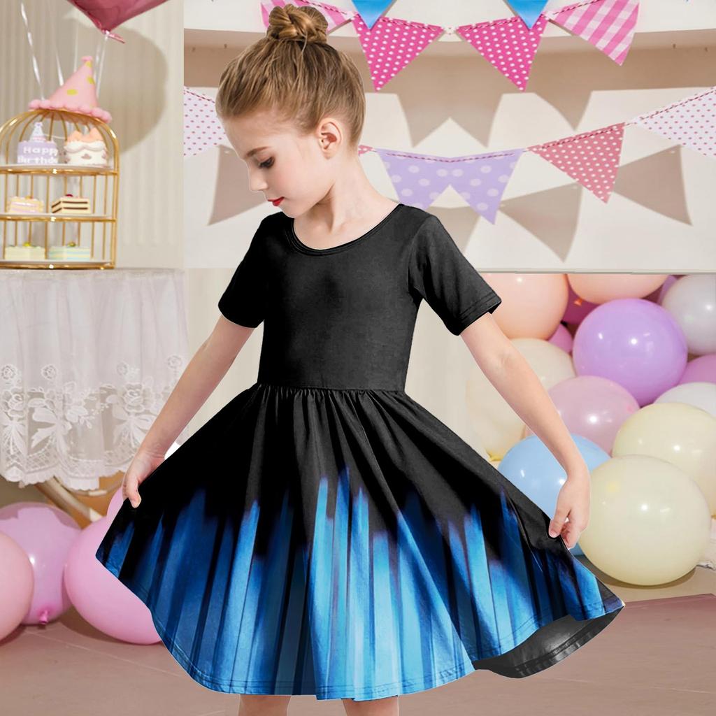 Летнее платье для девочек, платье для малышей, однотонное повседневное платье-футболка с коротким рукавом А-силуэта