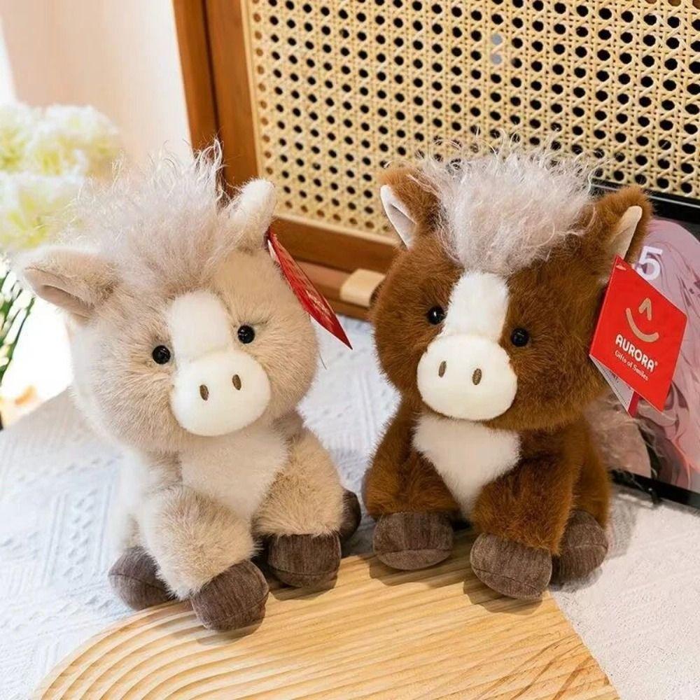 Fluffy Simulation Stuffered Pony Doll PP Cotton Long Hair Horse Stuffed Doll  Birthday Parties