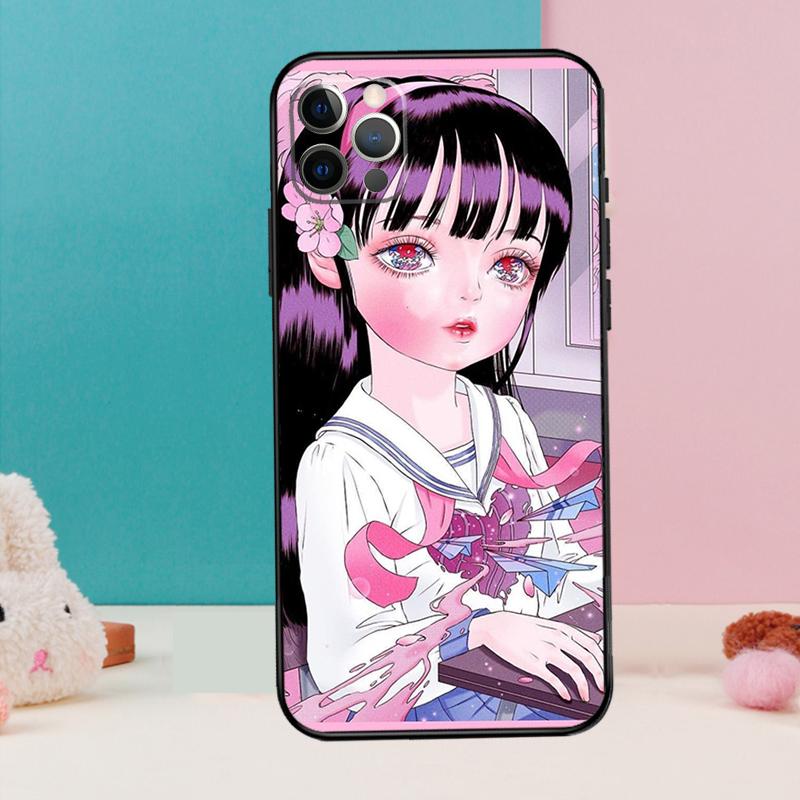 Мультяшная Девушка Эстетичный Чехол Для Телефона Для iPhone 17 Air 16 14 13 12 11 15 Pro Max 12 13 mini 15 16 Plus 16e Чехол Coque