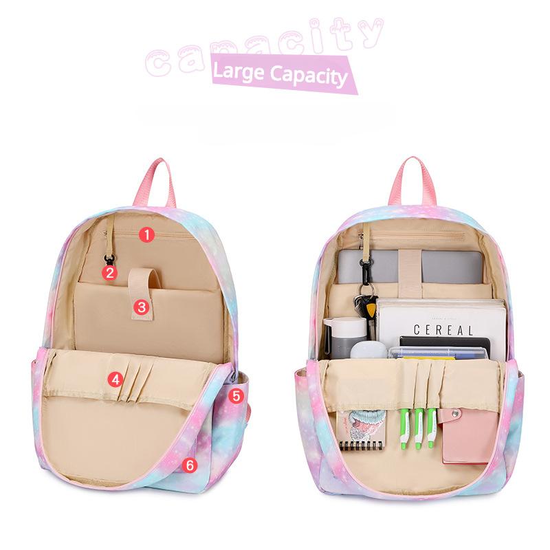 Легкий школьный рюкзак для учащихся начальной и средней школы, градиентный рюкзак с принтом радужного единорога, большой вместительный рюкзак для девочек, сумка для обеда
