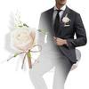 Best Man Brooch Pastoral Style Natural Romantic Realistic Rose Decorative Faux Pearl Wedding Party Groomsman Coat Pin Wedding Prop